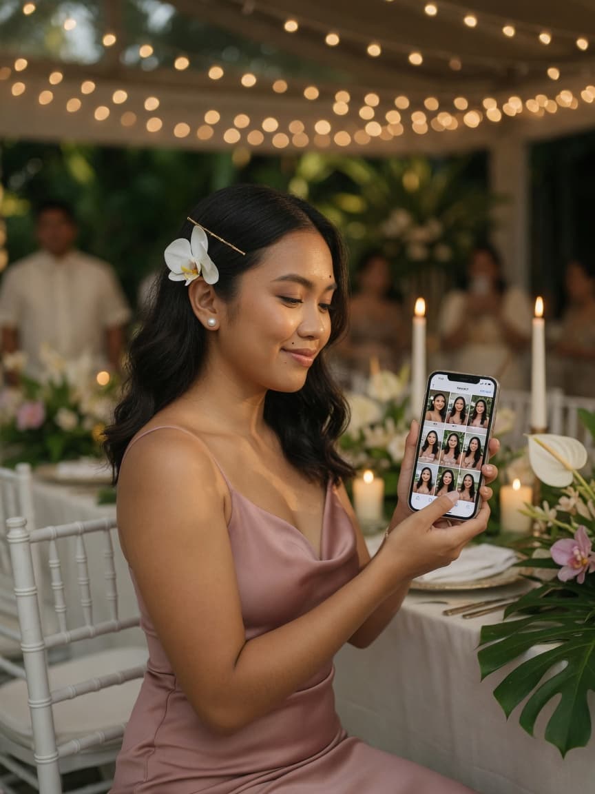 Guest viewing her personal event gallery on her phone