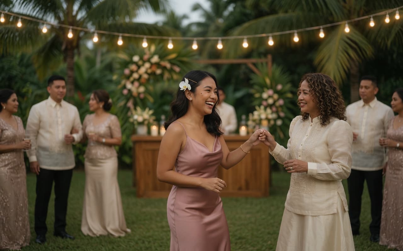 Guest dancing with family at a Filipino wedding