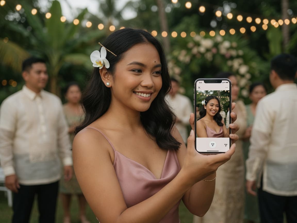 Guest posting a photo of herself from the event to social media
